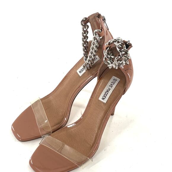Steve Madden Maxton Chain Stiletto Heels 9 NWOT Sandals Pumps Tan Beige Glam - Picture 11 of 11